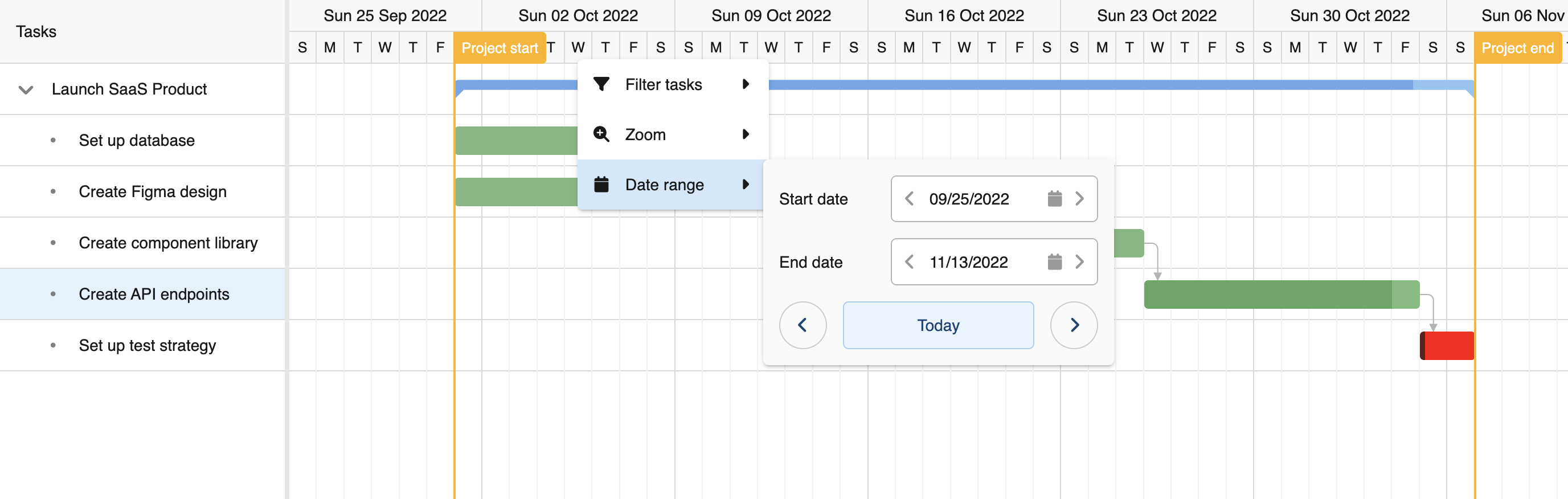 Bryntum Gantt - date row popup