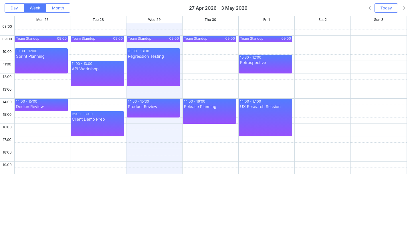 DHTMLX Scheduler timeline view